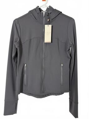 CALIA ACTIVE WEAR JACKET SZ SMALL ZIP-UP W/ HOOD POWER MOVE ATHLEISURE GREY NWT